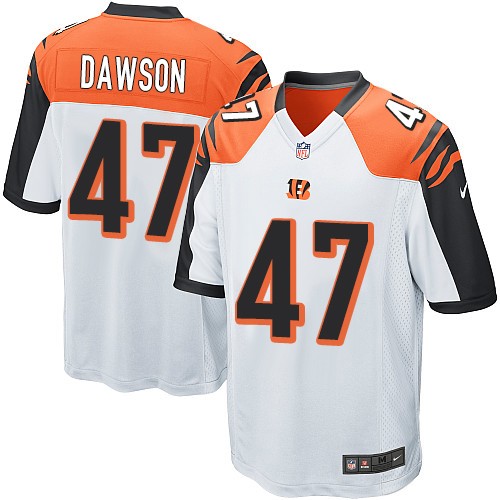 Men's Game Paul Dawson Nike Jersey White Road - #47 NFL Cincinnati Bengals